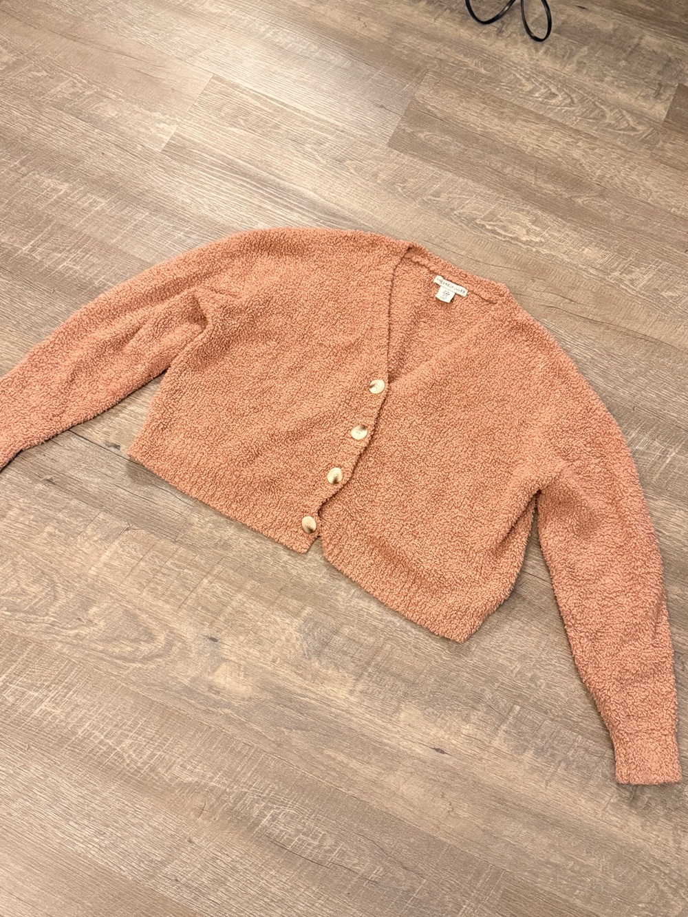Sincerely Jules Cropped Textured Cardigan in Camel Brown